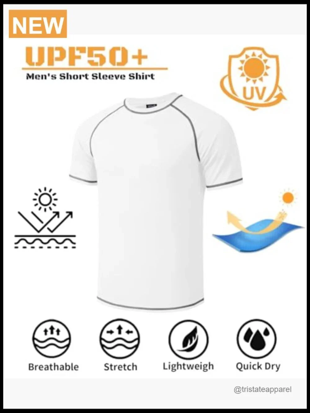 Mens Rash Guard UPF 50+ Sun Protection Quick Dry Swim Shirt